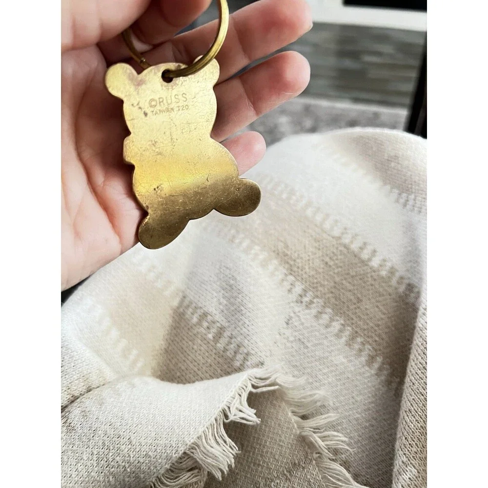 1980 Vintage Russ Berrie Brass Teddy Bear Collectible Keychain - Taiwan T20 Keep